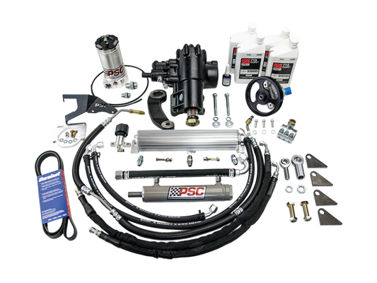 PSC Cylinder Assist™ Steering Kit for 2007-11 Jeep Wrangler JK 3.8L w/ Aftermarket Front Axle 6.75" Lock-to-Lock